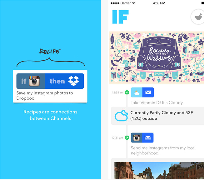 IF by IFTTT travailler application iphone app