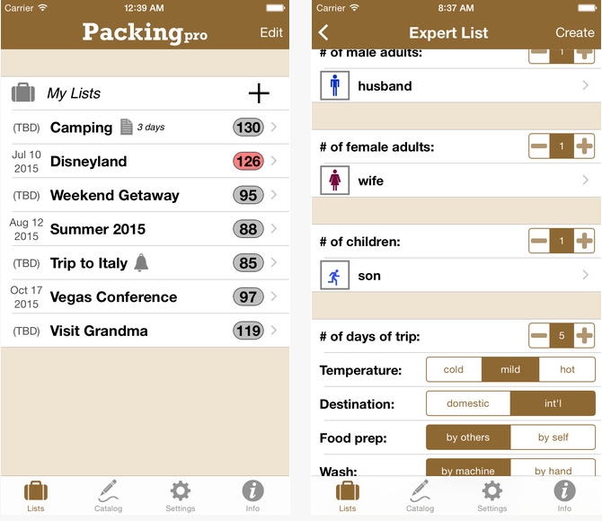 Packing Pro valise voyage liste application