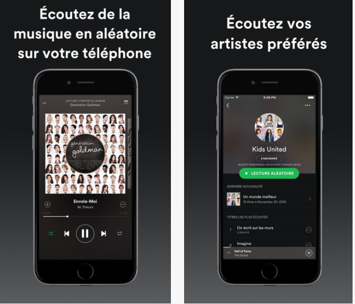 Spotify musique streaming application