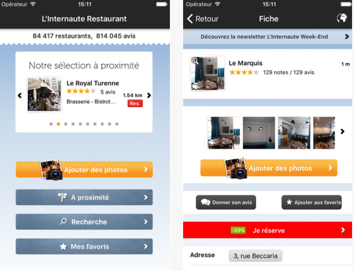Le Guide Restaurants L'internaute manger application tp=op meilleur