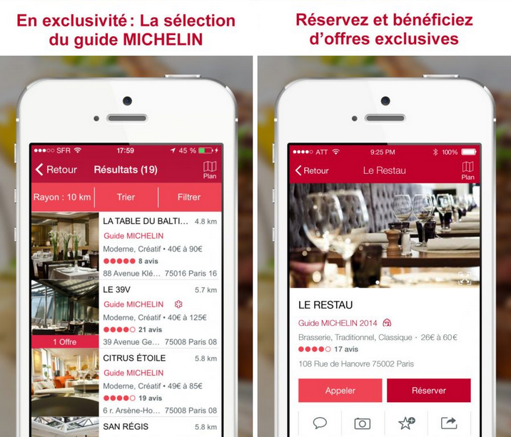 Le Guide Michelin application étoiles adresse restaurant manger