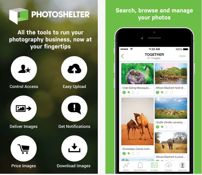 Photoshelter stocker photos synchroniser iPhone