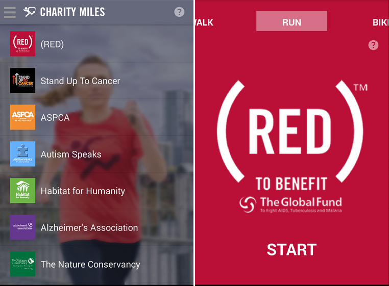 charity miles gratuit sport motivation