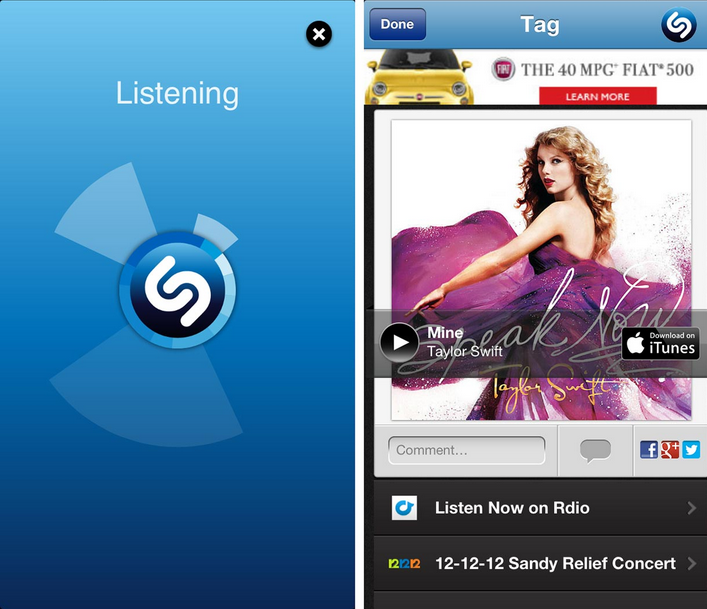 shazam écouter musique trouver application