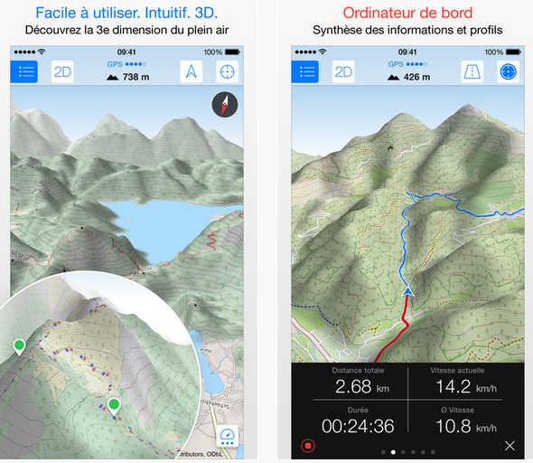 Maps 3D PRO géolocalisation randonnée hors connexion iphone