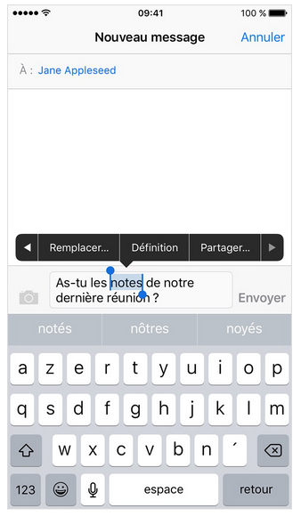 dictionnaire iphone clavier