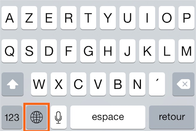 globe clavier iphone