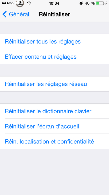 réinitialiser option clavier dictionnaire iphone