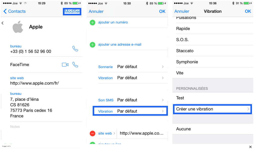 iphone vibreur crer vibration